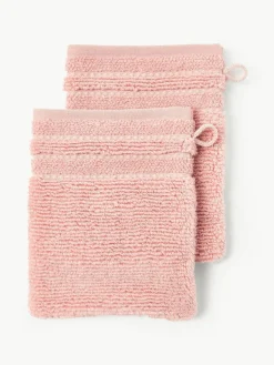 Waschhandschuhe Luxe mit Streifenbordüre, 2 Stück