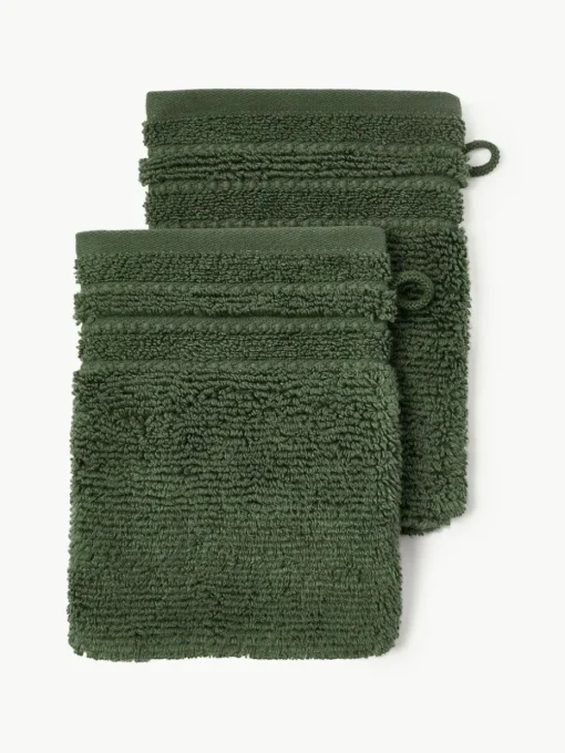 Waschhandschuhe Luxe mit Streifenbordüre, 2 Stück