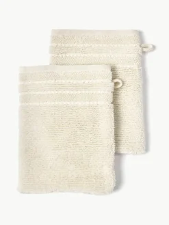 Waschhandschuhe Luxe mit Streifenbordüre, 2 Stück