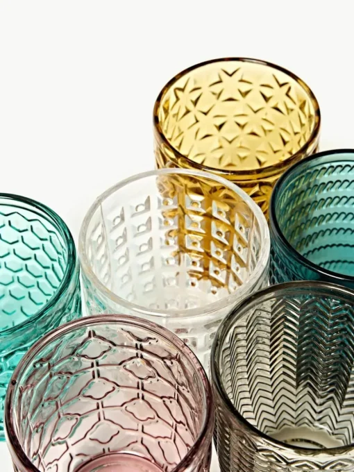 Wassergläser Geometrie mit Strukturmuster, 6er-Set