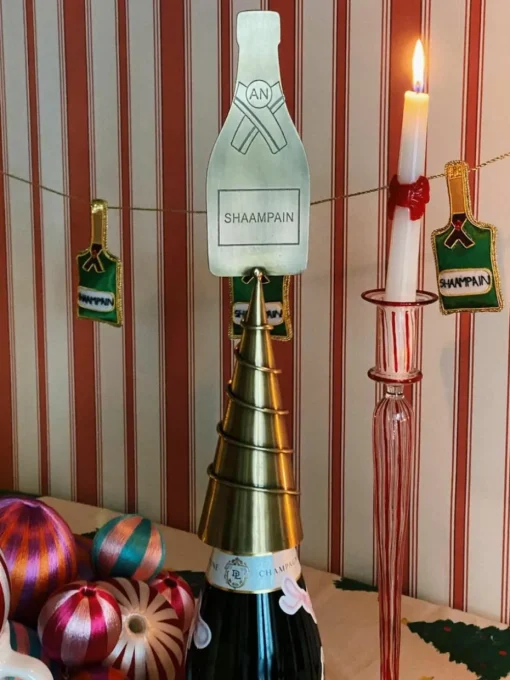 Weihnachtsbaumspitze Champagne aus Messing