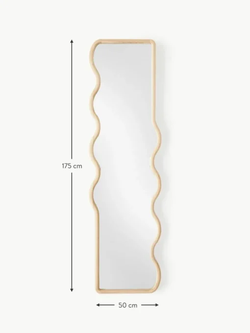 Wellenförmiger Ganzkörperspiegel Stream aus Holz
