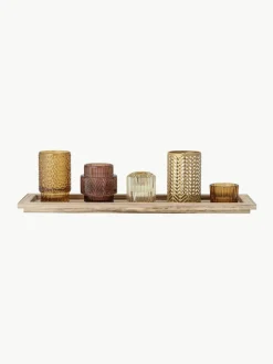 Windlichter Elviena mit Holztablett, 6er-Set