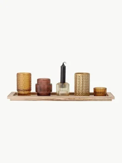 Windlichter Elviena mit Holztablett, 6er-Set