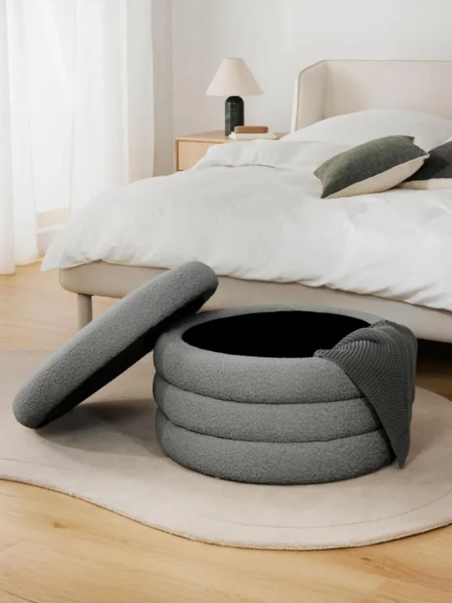 XL Bouclé-Hocker Alto mit Stauraum