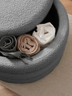 XL Bouclé-Hocker Alto mit Stauraum