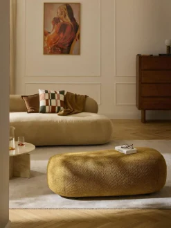 XL-Hocker Alba aus Teddy-Bouclé