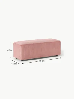 XL-Hocker Melva aus Cord, B 116 x T 42 cm