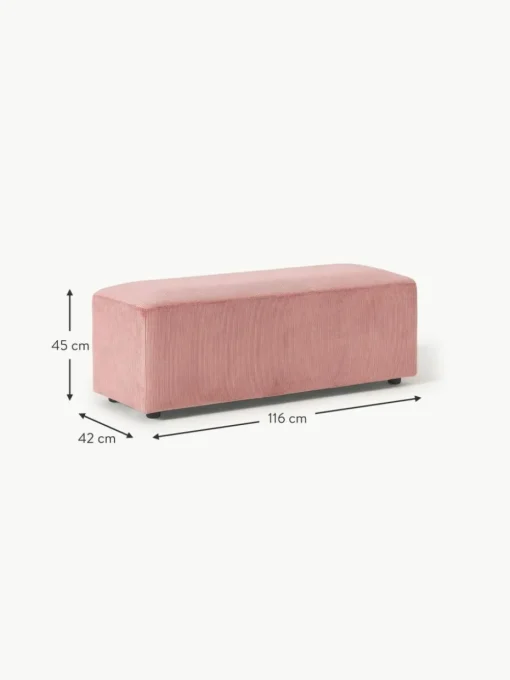 XL-Hocker Melva aus Cord, B 116 x T 42 cm