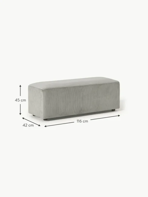 XL-Hocker Melva aus Cord, B 116 x T 42 cm