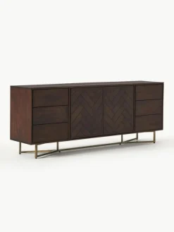 XL-Sideboard Luca aus Mangoholz mit Fischgrät-Muster