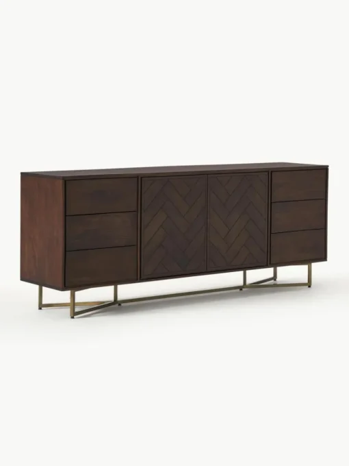 XL-Sideboard Luca aus Mangoholz mit Fischgrät-Muster