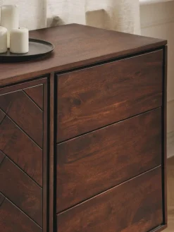 XL-Sideboard Luca aus Mangoholz mit Fischgrät-Muster