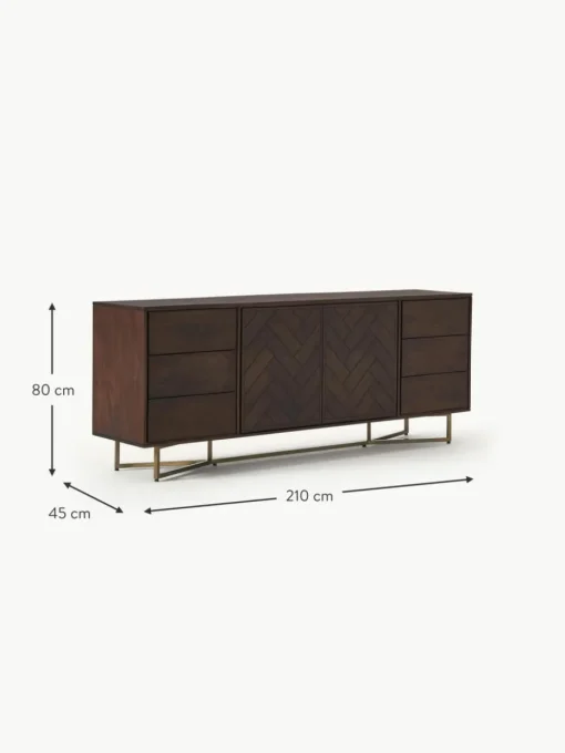 XL-Sideboard Luca aus Mangoholz mit Fischgrät-Muster