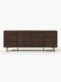 XL-Sideboard Luca aus Mangoholz mit Fischgrät-Muster