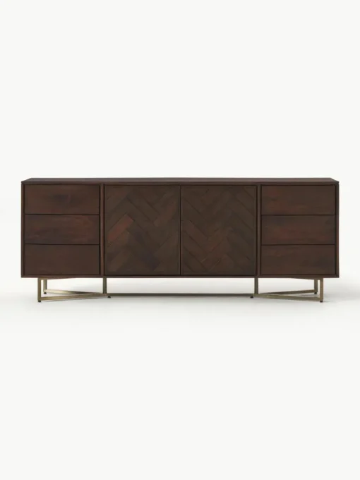 XL-Sideboard Luca aus Mangoholz mit Fischgrät-Muster