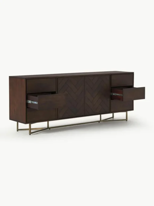 XL-Sideboard Luca aus Mangoholz mit Fischgrät-Muster